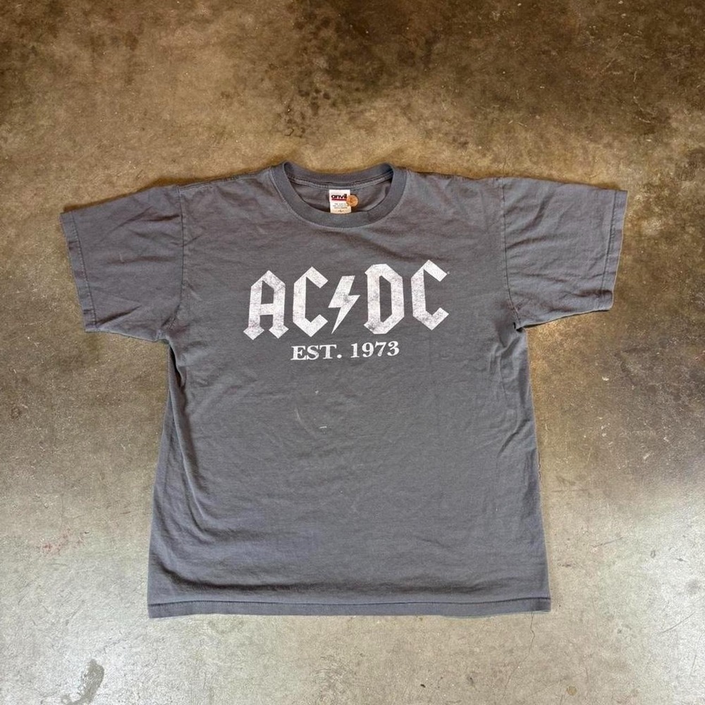 Vintage anvil AC/DC grey band tee   Men's Size Large